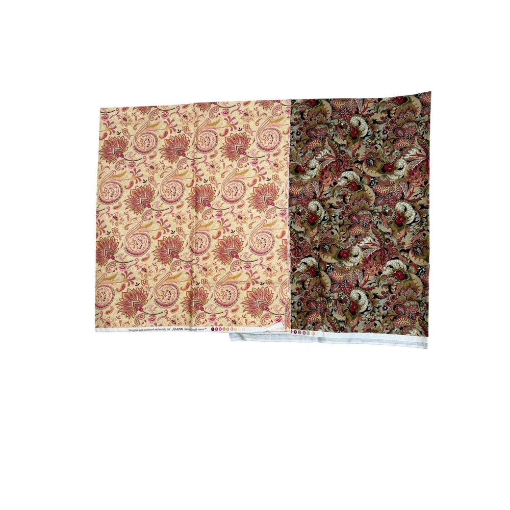 Legacy Studio & Joann's Fabric Lot 2pcs 1yd Paisley Hampton Court Fancy Leaf